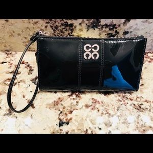 Coach black patent leather wristlet